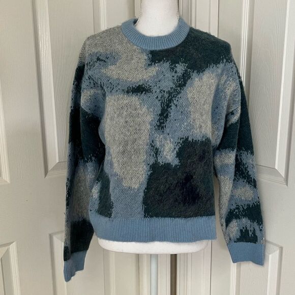 THE KOOPLES Blue Round-neck jacquard wool-blend sweater Medium - Picture 6 of 12
